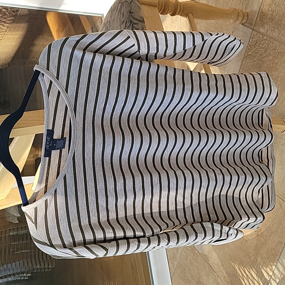 Verve Blues khaki and olive green stripe top medium